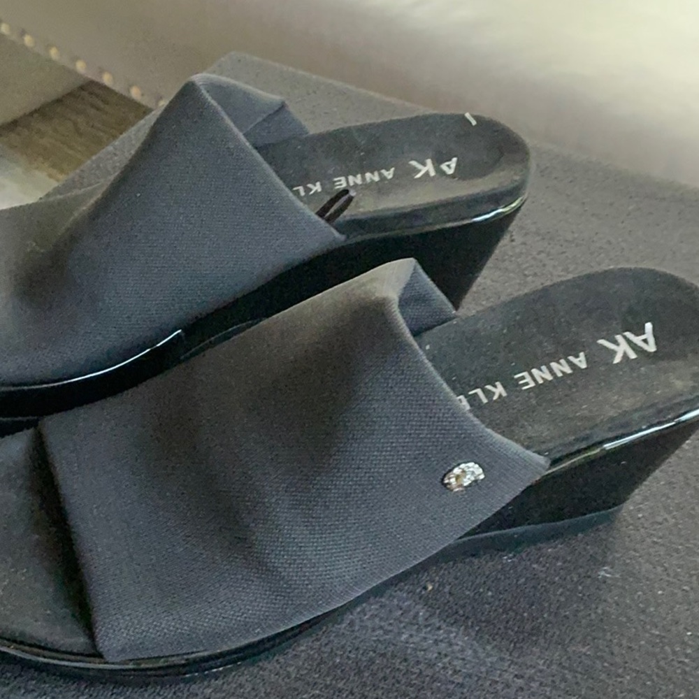 Anne Klein Black Mules with Wide Strap and Low Heel